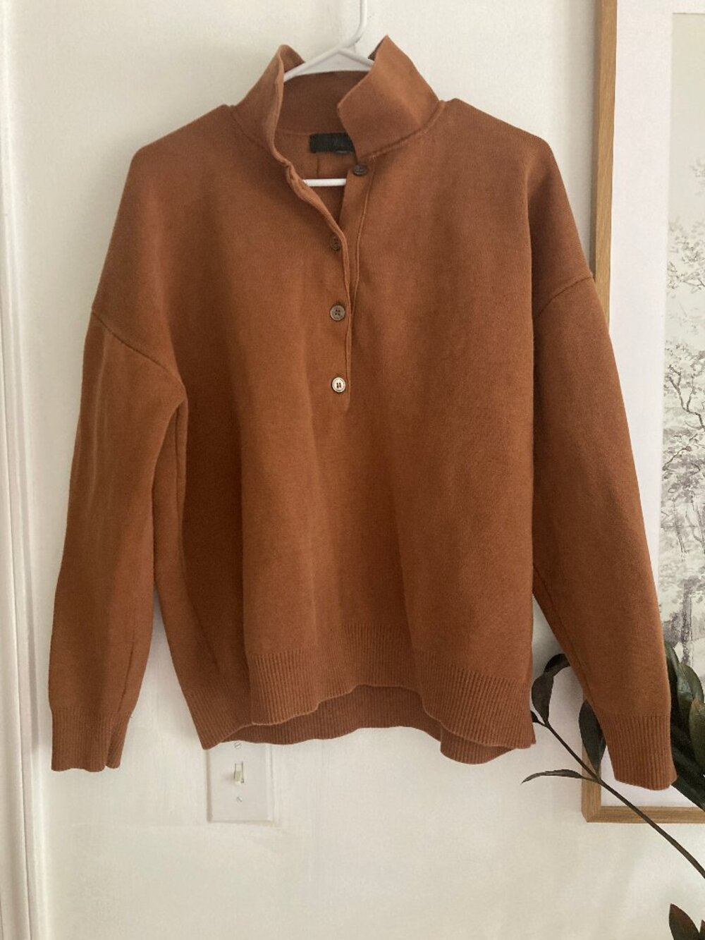 Zara Collared Button Oversized Sweater Brown Size XS/Small